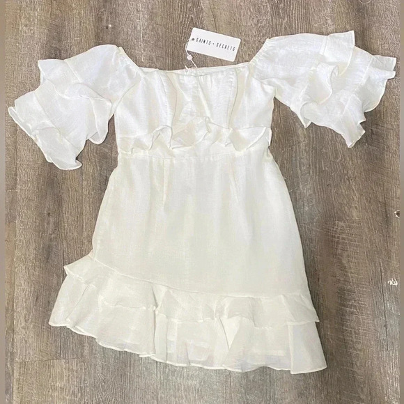 Saints Secrets Off the Shoulder Midi Dress w Ruffles - Picture 1 of 3